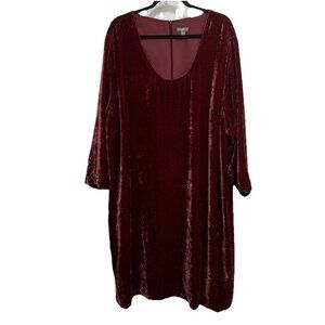 J. Jill Velvet Tunic Dress Deep Mauve Holiday Party‎ Sz 4X Lagenlook Minimalist